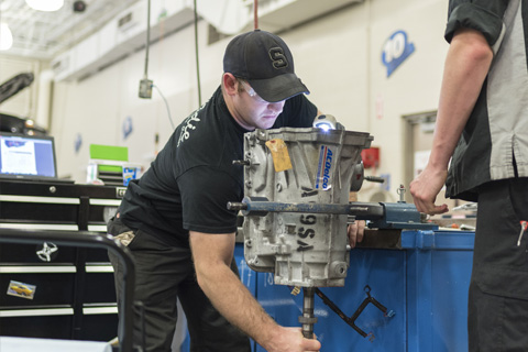 Nathan working in auto lab