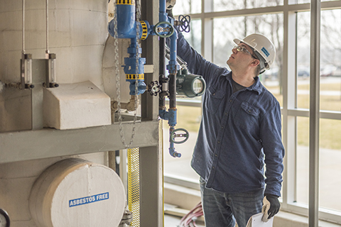 Robert in the chemical processing lab.