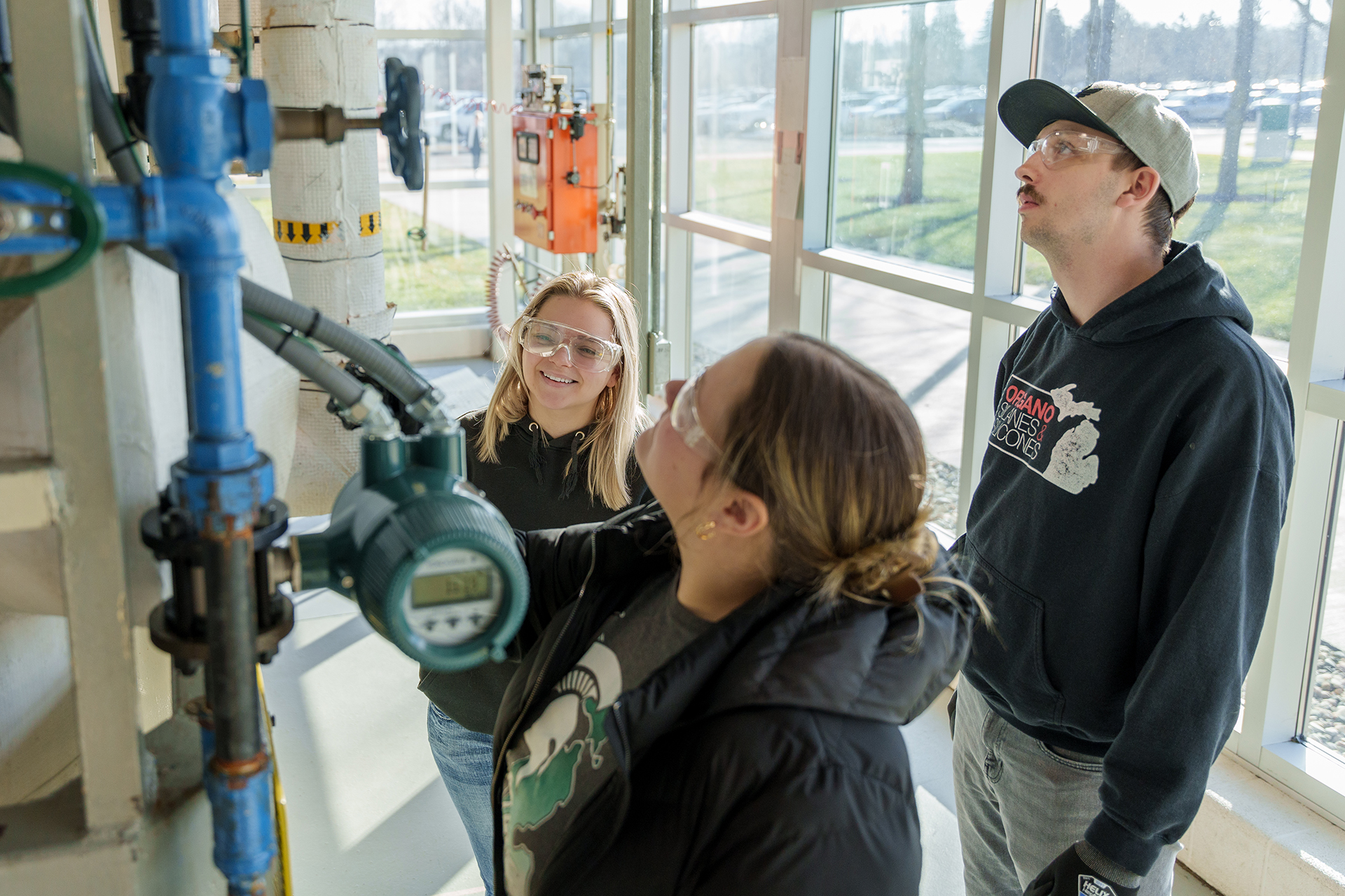 Student in the chemical processing lab